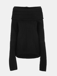 (Pre-order) Becca Oversized High Roll Knit Pullover, Black – SourceUnknown Chunky Black Knit Sweater, Off The Shoulder Sweater Outfit, Stylish Knitwear, Oversized Black Sweater, Chunky Oversized Sweater, Long Sleeve Sweaters, Fall Wardrobe Essentials, Trendy Sweaters, Loose Long Sleeve