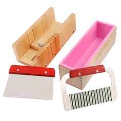 three different types of woodworking tools including a tool holder, sharpener and comb