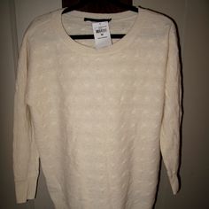 Ralph Lauren Sport Women's Horizontal Cable Knit Sweater In Ivory/Ecs Cream, 90% Wool/10% Rabbit Hair Blend, Size M Medium -- However It Runs Large -- Measures Approximately 23" From Armpit To Armpit And 28" From Shoulder To Hem. This Sweater Is Brand New/Nwt, Though I Accidentally Cut The Little Plastic String That Attaches The Tag To The Sweater. Cream Cable Knit Sweater For Spring, White Ralph Lauren Sweater For Fall, Ralph Lauren White Sweater For Fall, Spring Ralph Lauren Knit Tops, Ralph Lauren Casual Spring Sweater, Winter White Ralph Lauren Tops, Ralph Lauren White Winter Top, Ralph Lauren Long Sleeve Sweater For Spring, White Ralph Lauren Tops For Winter