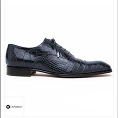 Caporicci 1114 Alligator Oxfords Navy Beautiful Genuine Cap Toe Alligator Lace Up Dress Oxfords. Featuring Leather Lining And Leather Sole. The Epitome Of Class. Made In Italy. Boxes Kind Of Beat-Up Luxury Crocodile Pattern Leather Shoes For Business, Luxury Business Oxfords With Crocodile Pattern, Luxury Crocodile Pattern Oxfords For Business, Luxury Crocodile Pattern Oxfords For Semi-formal Events, Luxury Crocodile Pattern Oxfords For Semi-formal Occasions, Luxury Crocodile Pattern Leather Shoes For Semi-formal Occasions, Semi-formal Luxury Leather Shoes With Crocodile Pattern, Luxury Semi-formal Leather Shoes With Crocodile Pattern, Luxury Crocodile Pattern Oxfords