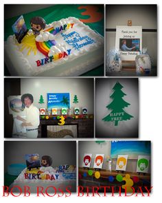 Bob Ross Birthday Party #bobross Bob Ross Birthday Party, Bob Ross Birthday, Bob Ross Art, 38th Birthday, Bob Ross Paintings, Party Hardy, 13th Birthday Parties, 23rd Birthday, Birthday Idea