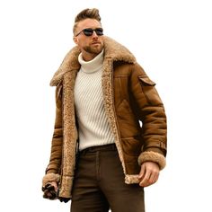 Plus Size Trench Coat, Stylish Leather Jacket, Mens Sherpa, Mens Fur, Winter Chic, Retro Mode, Nikko, Moda Vintage, Men Winter