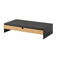 a black and wood coffee table with two drawers