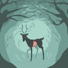 a deer standing in the middle of a forest