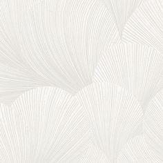 an abstract white wallpaper with wavy lines and curves in the shape of leaves on it