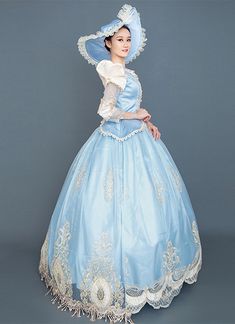 Blue Cinderella Cosplay Lolita Dress Rococo Marie Antoinette Fairytale Fancy Dress     Condition: Brand New   Color:  As Picture   Material: Satins And Lace   Silhouette: Ball Gown   Sleeve Length: Full Sleeve   Dresses Length:Floor-Length   Neckline: O-Neck   Decoration: Lace   Style: Vintage     Includes: Dress + Hat Blue Halloween Cosplay Costume For Costume Party, Blue Fantasy Costume For Halloween, Blue Fantasy Halloween Costume, Blue Fantasy Cosplay Costume For Halloween, Blue Fantasy Costume For Costume Party, Blue Fantasy Costume For Party, Fitted Blue Cosplay Costume For Costume Party, Blue Fairytale Fairy Dress With Ruffles, Princesscore Dresses For Cosplay Events