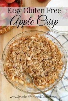 an easy gluten free apple crisp in a glass dish