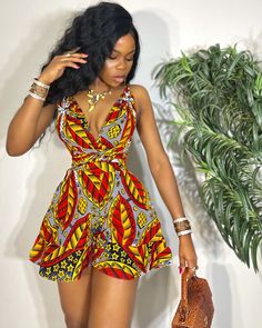 African Print Jumpsuit Shorts, Cold Shoulder Dress Casual, Ankara Shorts, Printed Bridesmaid Dresses, African Print Jumpsuit, African Print Dress Ankara, Short African Dresses, African Inspired Clothing, Afrikaanse Mode