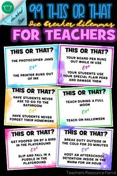 the back side of a poster with instructions for teachers to use in front of them