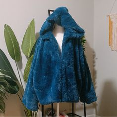 Really Soft Smooth Blue Faux Fur.Nwt. Made In Korea. Heavy. Has A Big Hood That’s Also Faux Fur In And Out. Size 4. Blue Fur Coat With Faux Fur Lining For Fall, Blue Faux Fur Winter Coat, Blue Faux Fur Coat For Winter, Winter Blue Faux Fur Coat, Blue Fur Coat With Faux Fur Trim, Blue Fluffy Winter Outerwear, Blue Winter Outerwear With Faux Fur Trim, Fluffy Blue Outerwear For Winter, Blue Outerwear With Faux Fur Trim For Winter