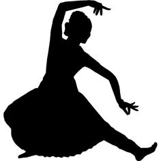 a black and white silhouette of a woman in a ballerina dress with her arms outstretched