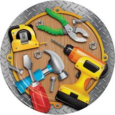 various tools are placed on top of a metal plate with screwdrivers, wrenches, and pliers