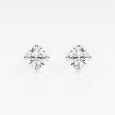 Formal Flower-shaped Brilliant Cut Diamond Earrings, Formal Flower-shaped Diamond Earrings With Brilliant Cut, Formal Flower Shaped Brilliant Cut Diamond Earrings, Classic Flower Shaped Diamond Earrings, Formal Flower Shaped Diamond Earrings With Prong Setting, Classic Diamond White Flower Shaped Jewelry, Formal Diamond Earrings With Prong Setting, Flower Shape, Classic Diamond Earrings With Flower Shape For Formal Occasions, Classic Flower-shaped Jewelry With Brilliant Cut