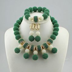 This is for high quality  handmade African Jewelry Set, it takes 5-7 days for the production Round Pearl Jewelry With 8mm Beads, White Polished Beads Round Jewelry, Pearl White Jewelry With Gold Round Beads, White Polished Round Beads Jewelry, Green Beaded Bridal Necklace With Round Beads, Adjustable Pearl White Jewelry With Colorful Beads, Elegant Green Jewelry With 8mm Beads, Elegant Green 8mm Beads Jewelry, Green Beaded Jewelry Sets With Round Beads