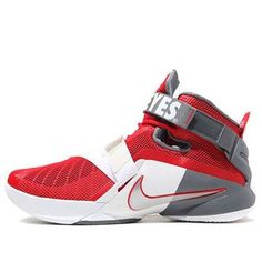 Nike LeBron Soldier IX PRM 'University Red' 749491-601 (SNKR/Basketball/Lebron James) Red Breathable Sneakers For Sports Events, Red Nike Sneakers For Sports Events, Red Basketball Shoes With Boost Midsole For Sports, Nike Breathable Basketball Shoes In University Red, Red Basketball Shoes With Red Sole For Sports, Red Breathable Basketball Sneakers, Red Breathable Sneakers For Basketball, Air Max 2, Nike Air Max 2