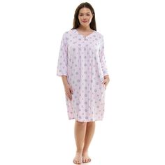 Give bedtime a cozy upgrade with this Plus Size Croft & Barrow 3/4-Sleeve Button Neck Pajama Gown. Click on this INTIMATES & SLEEPWEAR GUIDE to find the perfect fit and more! Give bedtime a cozy upgrade with this Plus Size Croft & Barrow 3/4-Sleeve Button Neck Pajama Gown. Click on this INTIMATES & SLEEPWEAR GUIDE to find the perfect fit and more! FEATURES V-neck with 1-button front 3/4-length sleeves Unlined 2 pockets at the side seamFIT & SIZING Relaxed loose fit style 41-in. length from shoul Pajama Gown, Petite Size Chart, Croft & Barrow, Womens Size Chart, Fit Style, Petite Size, Polyester Spandex, Fabric Care, Gender Female