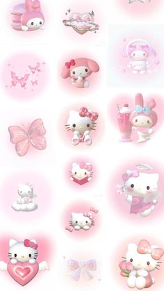 the hello kitty wallpaper is pink and white