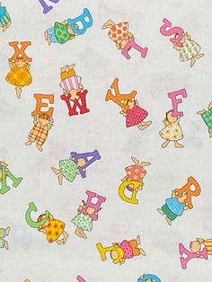 an image of children's alphabets on a white background for wallpaper or fabric