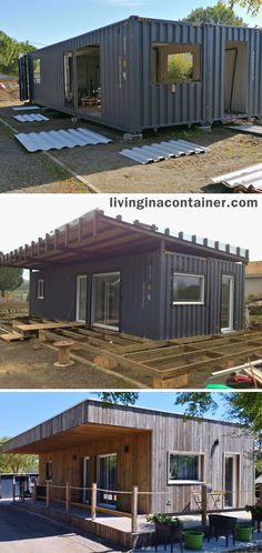 two pictures showing the different types of shipping containers and how they are made out of them