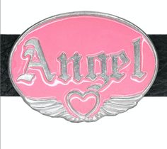 "Pink \"Angle\" Belt Buckle Black Belt Buckle With a Heart and Wings Buckle Size: 3.5 inches by 2.5 inches This Vintage Buckle Fits a 1.5 inch Leather Belt. We Also Customize Our Belts To Fit All Buckles. Please Check Our Shop For More Belts and Additional Information." Bike Artwork, Y2k Belt, Y2k Accessories, Pink Belt, Handmade Belts, Silver Belt Buckle, Corset Belt, Silver Belts, Pink Girly Things