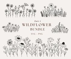 the wildflower bundle is shown in black and white, with flowers on each side