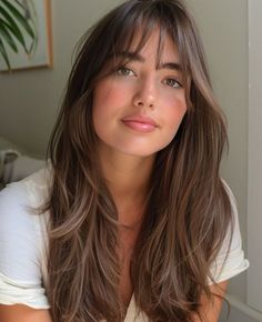 Long Haircut Ideas, Curtain Bangs Hairstyles, Long Curtain Bangs, Rambut Brunette, Long Haircut, Hair Inspiration Long, Brown Hair Inspo, Bangs Hairstyles, Bangs With Medium Hair