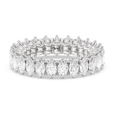 a white gold and diamond ring with rows of diamonds on each band, set in 18k white gold