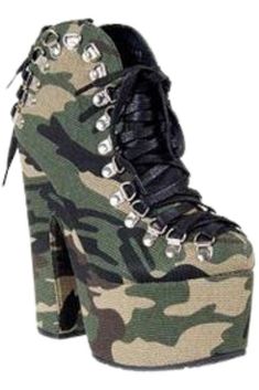 printed canvas  back lace detail  lace up entry Camo High Heels, Camo Heels, Yoga Iyengar, Lace Up High Heels, Womens Camo, Studded Sandals, Vinyasa Yoga, Printed Canvas, Rock Revival