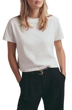 Cut in a boxy profile ideal with your high-waist looks, this organic-cotton T-shirt will be at the top of your rotation. 19" length (size medium) Crewneck Short sleeves 100% organic cotton Machine wash, tumble dry Imported Minimalist Crew Neck T-shirt, Relaxed Fit Cropped T-shirt For Everyday, Basic Boxy Fit Cropped T-shirt, Casual Organic Cotton Cropped T-shirt, Boxy Organic Cotton Short Sleeve Top, Everyday Organic Cotton Cropped T-shirt With Short Sleeves, Boxy Short Sleeve Tops In Organic Cotton, Boxy Organic Cotton Top With Short Sleeves, Everyday Organic Cotton Crew Neck Cropped T-shirt