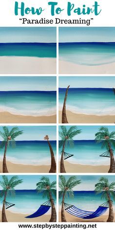 how to paint paradise dreaming with palm trees and hammock