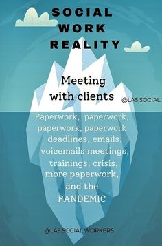 an iceberg with the words social work reality on it's back ground and below it