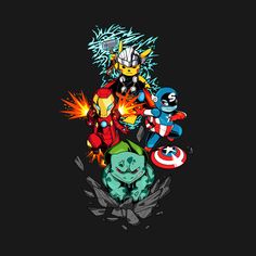 an image of some cartoon characters on a black background