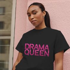 Drama Queen Hot Pink Glitter T-Shirt | Zazzle Hot Pink Glitter, Drama Queen, Funny Outfits, Drama Queens, Over The Top, Pink Glitter, Plus Size T Shirts, Womens Tees, For Girls