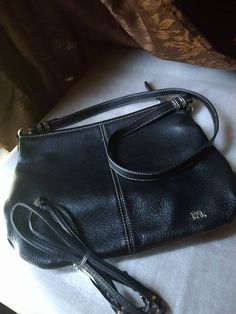 Black bag in good condition Extra long attachable strap included Dims: 9.5 x 11.5 Black Leather Shoulder Bag, Black Leather Bags, The Sak, Queen B, Rope Necklace, Black Bag, Extra Long, Purses And Handbags, Leather Shoulder Bag