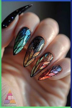 Check for Ideas on Spring Nails with Square Shape and Colorful Design! Spring 2021 Beautiful Nail Art Designs and Tips for Your Short Nails! Winter Gel X Nail Designs, Chunky Glitter Nail Designs, Nails For Fall 2024, Mystic Nail Art, Mythical Nails, Ladylike Nails, Mystical Nail Designs, Smaugust 2024, Goddess Nails Designs