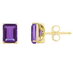 Add a pop of color to your ensemble with the beautiful finishing touch provided by these gemstone stud earrings. Purple Amethyst Earrings With Gemstone Accents, 14k Gold Emerald-cut Gemstone Earrings, Amethyst Multi-stone Earrings As Gift, Yellow Gold Multi-stone Amethyst Earrings, Yellow Faceted Citrine Earrings, Gemstone Stud Earrings, Gemstone Studs, Amethyst Gemstone, Emerald