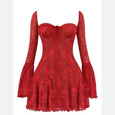 - Worn For 30 Minutes - No Flaws ( Perfect ) - Size Small House Of Cb Dresses, Vampire Knight, House Of Cb, House Dress, Long Sleeve Lace, Lady In Red, 30 Minutes, Long Sleeve Dress, Mini Dress