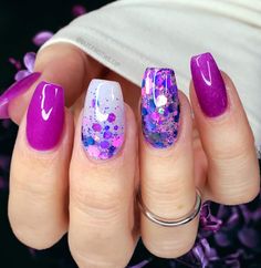 August Gel Nails 2023, Gel Infills, Glittery Purple Nails, Fun Summer Nails, Manicure Nail Designs, Nail Art Ombre, Gel Nail Designs