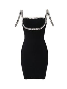 Women Square Sleeveless Off Shoulder Backless High Waist Diamond Embellished Bandage Dress Embellished Backless Bodycon Dress, Elegant Sleeveless Mini Dress For Club, Glamorous Sleeveless Bodycon Dress For Formal Occasions, Glamorous Sleeveless Formal Bodycon Dress, Elegant Strapless Sleeveless Dress For Club, Elegant Embellished Spaghetti Strap Mini Dress, Elegant Embellished Mini Dress With Spaghetti Straps, Glamorous Strapless Sleeveless Cocktail Dress, Fitted Halter Neck Dress With Beaded Straps