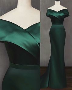 Gown Pattern Western, Simple Mermaid Party, Pola Korset, Emerald Green Evening Dress, Drag Queen Outfits, Nikah Dress, Green Evening Dress, Simple Bridesmaid Dresses, Girls Dress Sewing Patterns