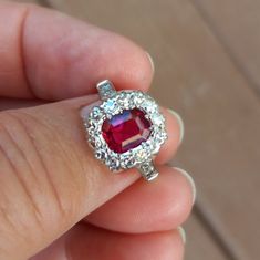 GIA No Heat Burmese Ruby in Emerald Cut Diamond Ring Certified - Etsy Burmese Ruby, Emerald Cut Diamond Ring, Emerald Cut Diamond, No Heat, Emerald Cut Diamonds, Multi Stone Ring, Burmese, Multi Stone, Emerald Cut