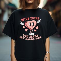 Valentine's Day Casual T-shirt With Funny Print, Valentine's Day Graphic Tee With Slogan, Black Slogan T-shirt For Valentine's Day, Valentine's Day Black T-shirt With Text Print, Valentine's Day Black Slogan T-shirt, Cute Slogan Tops For Valentine's Day, Valentine's Day Black T-shirt With Slogan, Valentine's Day Cute Slogan Tops, Trendy Valentine's Day T-shirt With Graphic Print