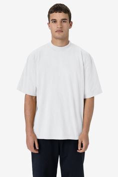 This one-of-a-kind t-shirt is made with comfort in mind. This style features a large sleeve, super high mock neck, and boxy, wide fit around the body. Made of our classic 18 singles open-end jersey, just like the essential 1801GD. Wear with jeans, sweats, or bike shorts for a perfectly oversized look. We recommend ordering 1 size up from your usual size. Garment dyed and enzyme washed for shrink-free, worn-in finish. This item is a garment dye product. Garment dye items can be distinguished by ‚ Taylor R, Off Black, Staple Pieces, Cherry Red, Bike Shorts, Cotton Style, High Waist Jeans, Black Tee, Mock Neck