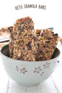 some kind of granola bar in a bowl