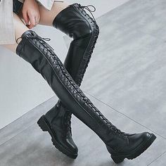 Winter Warm Women Lace Up Round Toe Thigh High Boots Over the Knee Military Punk  | eBay Fall Punk Knee-high Platform Boots, Punk Knee-high Platform Boots For Fall, Winter Punk Lace-up Knee-high Boots, Punk Lace-up Knee-high Boots For Winter, Fall Platform Boots For Alternative Fashion, Edgy Winter Platform Boots For Concerts, Winter Concert Platform Boots, Edgy Lace-up Knee-high Winter Boots, Edgy Lace-up Knee-high Boots For Winter