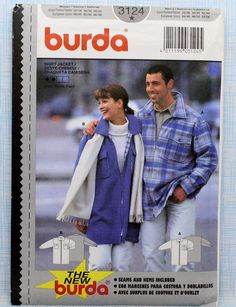 an image of a man and woman on the cover of a sewing pattern for burda