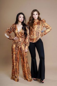 Color: Multi Jumpsuit With wide leg. Material: 100% polyester Stretch Wide Leg Jumpsuits And Rompers For Fall, Chic Wide Leg Jumpsuits And Rompers For Fall, Stretch Wide Leg Jumpsuits For Fall, Chic Fall Wide Leg Jumpsuits And Rompers, A Snake, Dress Gift, One Piece Swimwear, Jumpsuit Romper, Happy Shopping