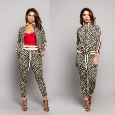 Great shopping ideas for Women's Fierce Leopard Sweatshirt Sports Jogging Track Suit Set   VL210, Women's Activewear Sporty Tracksuit With Letter Print For Spring, Plus Size Track Suit For Women, Women’s Track Suit, Sporty Leisure Tracksuit With Letter Print, Spring Letter Print Long Sleeve Tracksuit, Track Suit Outfit, Jogging Track, Track Suits, Track Suit