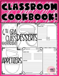 a classroom cookbook with the words, class desserts and appetizers