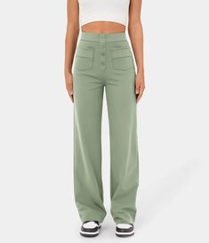 Discover Women’s High Waisted Button Multiple Pockets Straight Leg Casual Pants at Halara, Crowd-Approved Affordable Choices Made For What Moves You. Floral Pants, Professional Outfits, Tennis Skirt, Daily Look, 6 Packs, All Colors, Polished Look, High Waisted Leggings, Daily Outfits